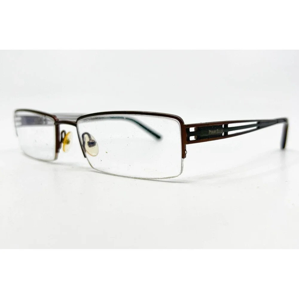 Perry Ellis Eyeglasses Men Brown Half Rim PE 262A-2 54-18-135